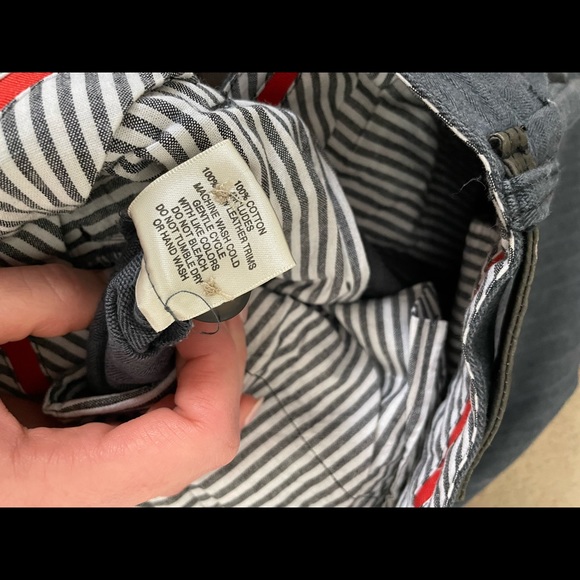 Men’s Brooklyn Industries Dark Blue Striped Pants with Leather Accents, Size 34 - Picture 12 of 12